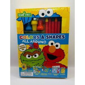 NEW Sesame Street Colors & Shapes Activity Kit Book Stamps Puzzle Stencils Game